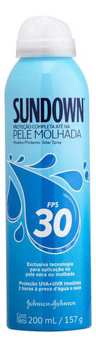 Protetor solar Sundown FPS 30 Pele Molhada em spray 1 unidade de 200 mL