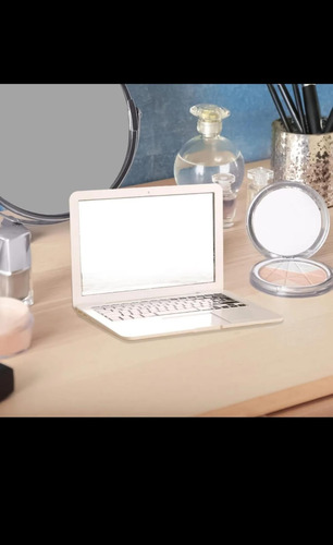 Espejo De Bolsillo Portatil En Forma De Lap Top Color Gris Gris
