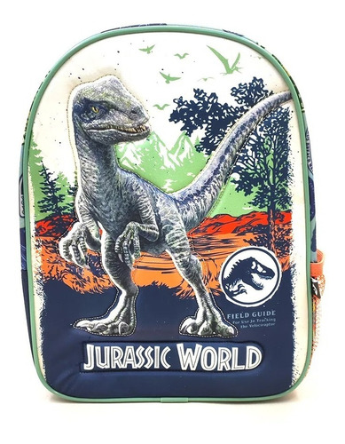 Mochila 12'' Jurassic World Blue Line Con Carro (3899)