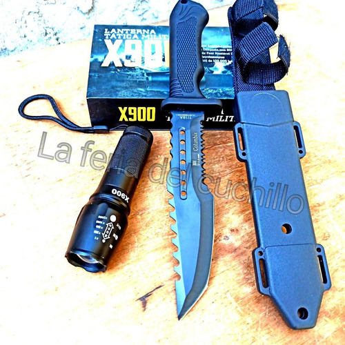 Linterna Recargable Militar X900 + Cuchillo Táctico De Regal