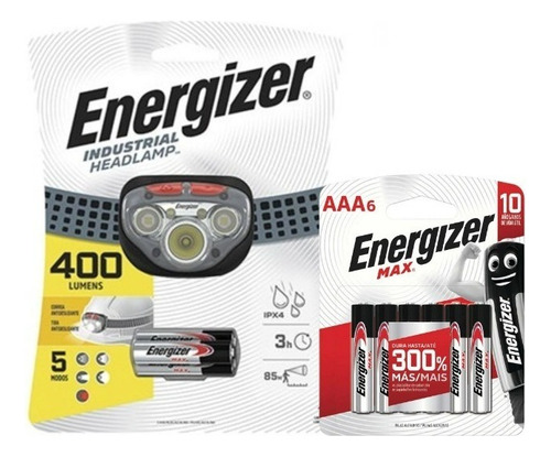 Combo Linterna 400 Lumens Y Pila Aaa X6 Energizer Luz Blanco