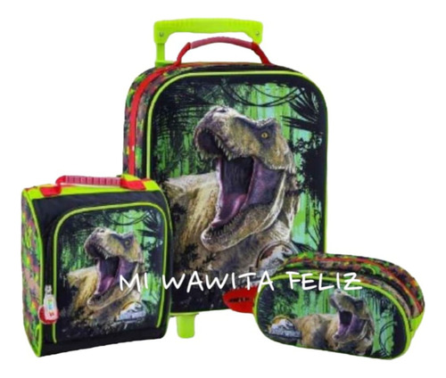 Set Maleta Jurassic Rex Dinos Oficio Lonchera Cartuchera