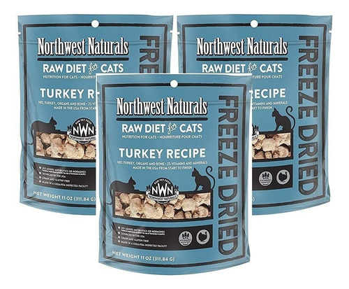 Northwest Naturals Pack Of 3 Turkey Freeze Dried Raw Diet Fo