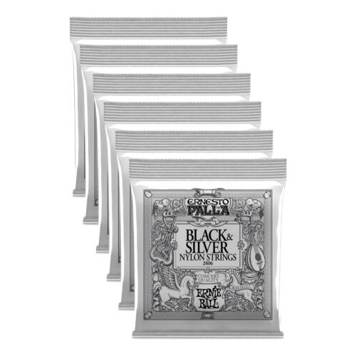 6 Pack Ernie Ball P02406 Ernesto Palla Nylon Black And S Eeb