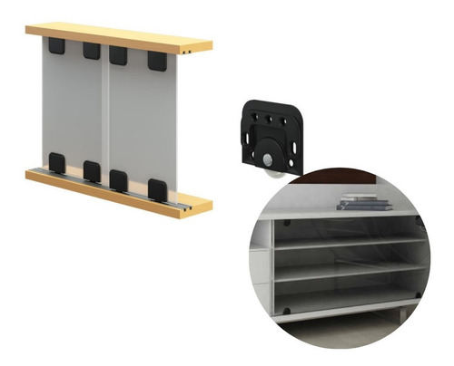 Kit Herraje Corredizo Alacena 1535 Vidrio 1,5 Mts 2 Puertas