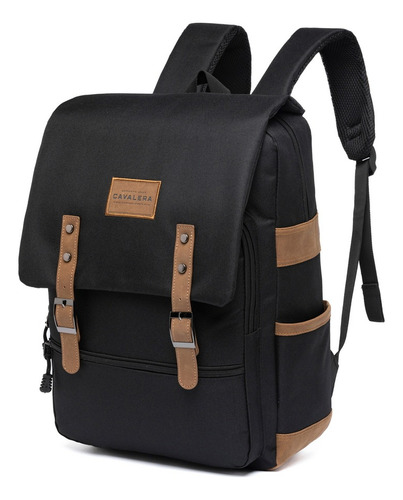 Mochila Bolsa Cavalera Casual Resistente Escolar Trabalho Cor Preto E Marrom Rust