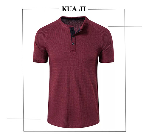 Playera Tipo Polo De Manga Corta Con Cuello Alto Para Hombre