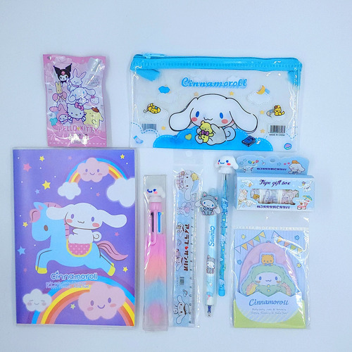 Cinnamoroll Set De Útiles Kawaii 9 Piezas Cartuchera Lapicer