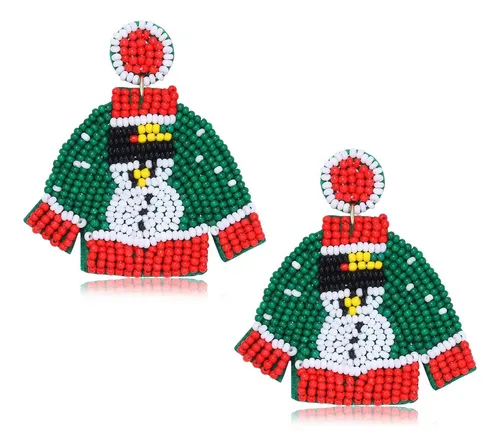 Pendientes De Cuentas De Navidad Para Mujer, Pingüinos Feo,