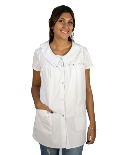Imagen 1 de 2 de Guardapolvo Adulto S/manga Con Broches Y Cuello T. 1 Y T. 2