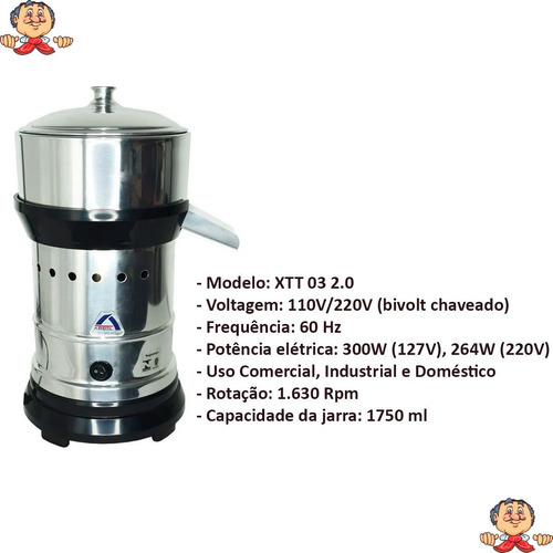 Extrator Espremedor De Suco Arbel 300w Xtt 03 Bivolt Cor Cinza Frequência 60 Hz 110V/220V