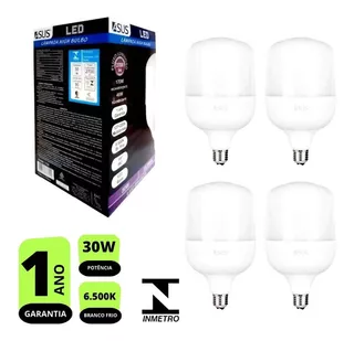 Kit 4x Lâmpadas Led Bulbo 30w Branca Fria 6.500k E27 Bivolt Cor da luz Branco-frio 110V/220V