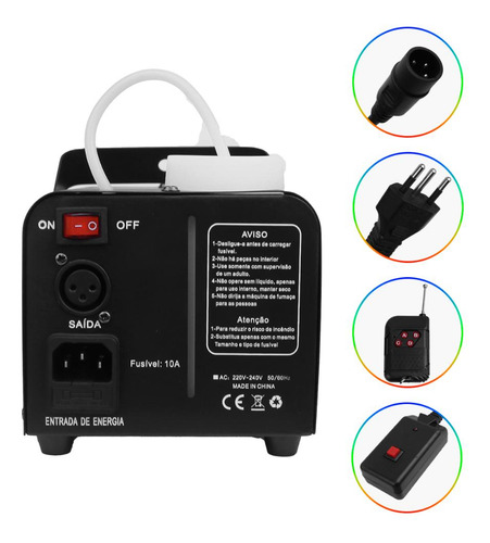 Máquina Fumaça 220v 600w Eventos Canhão 4 Leds Monocromático