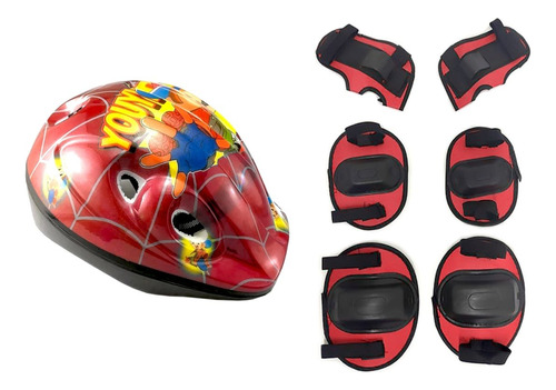 Casco Bicicleta + Guantes + Canilleras + Rodilleras / Niños