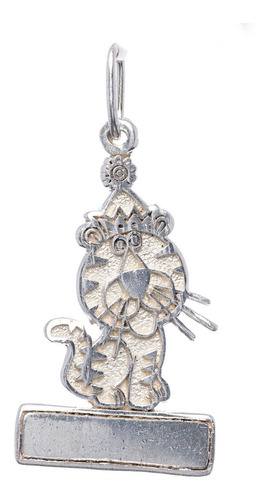 Dije Tigre Con Corona Y Placa De Plata.