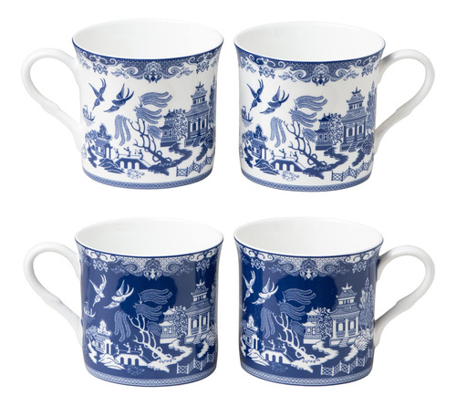 Grace Teaware Blue Willow Bone China Tazas De Café, Té, 10 O