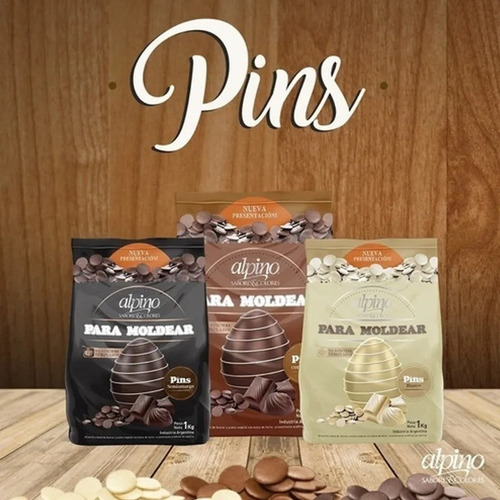Imagen 3 de 3 de Chocolate Para Moldear Alpino Lodiser Pins X 1kg | Blanco |