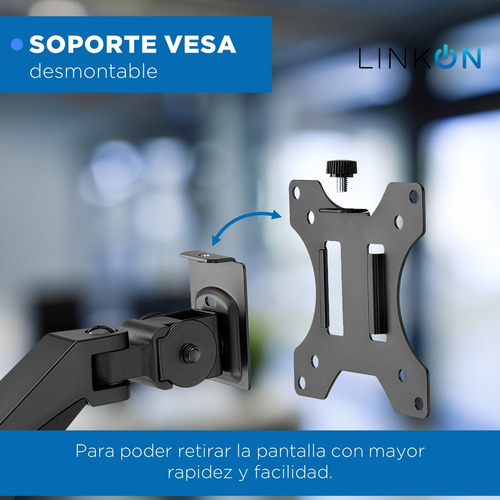 Brazo Soporte Doble Para 2 Monitores Linkon Escritorio Gas
