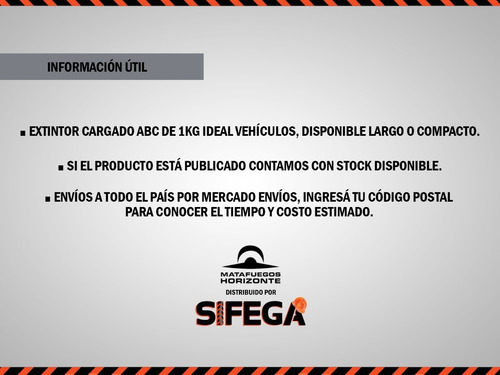 Imagen 2 de 2 de Matafuegos Nuevos Polvo Abc 1 Kg De Auto Sello Inti Apto Vtv