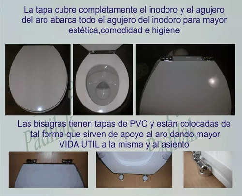 Tapa Asiento Inodoro Esquel Madera Blanco King Size Cromo