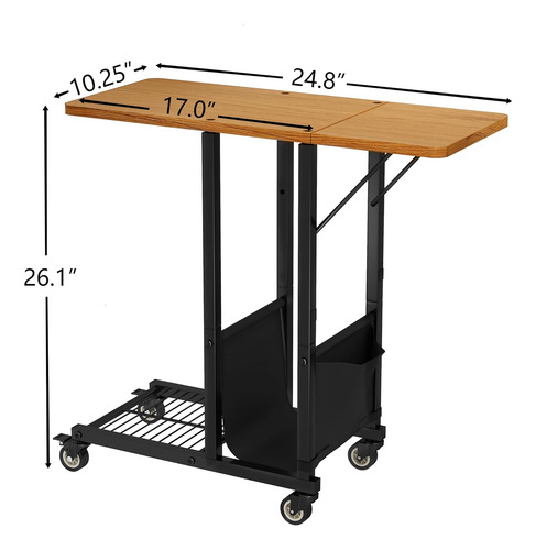 Mesa Auxiliar, Mesa Plegable Forma De C Ruedas, Bandeja...