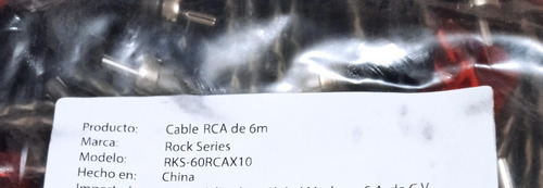 10 Piezas De Cable Rca 6m. 2 Canales Rockseries Rks-60rcax10