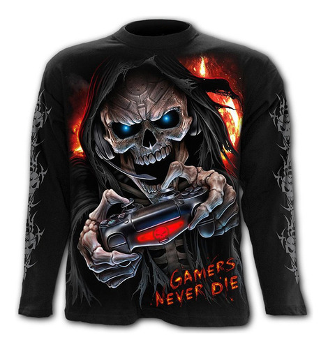 Camisas Góticas For Hombre Con Diseño De Calavera Impresa C