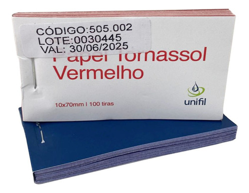 Papel Tornassol Vermelho Com 100 Tiras