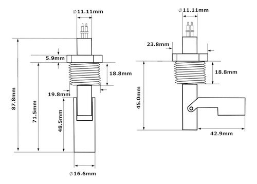 Sensor Flotador Nivel Agua Switch 7.1cm Horizontal Plastico
