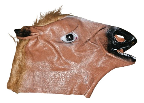 Máscara Cabeça Cavalo Marrom Látex Divertida Fantasia Festa