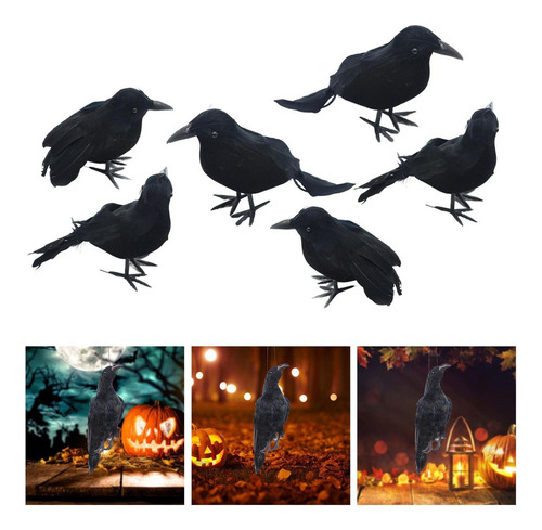 H 6x Simulación S De Halloween Pájaros Prop Modelo Animal