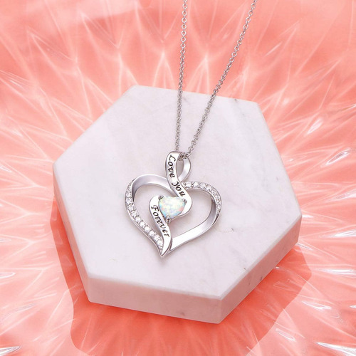 Flyow Collar De Corazón De Ópalo Creado Para Mujeres Y Niñas