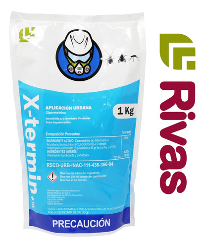 Imagen 3 de 8 de Mata Cucarachas Hormigas Chinches En Polvo X-termín 1 Kg
