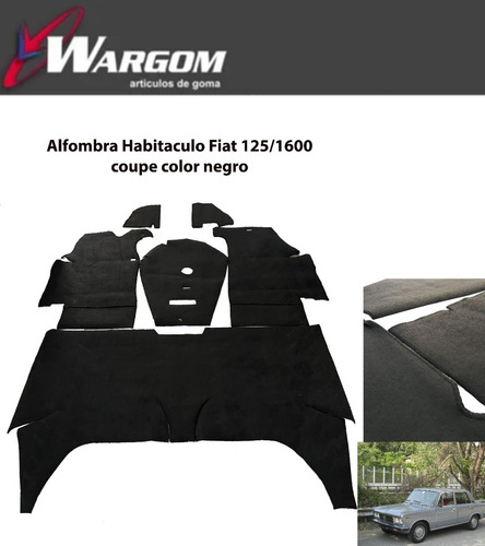 Alfombra Habitaculo Fiat 125/1600 Color Negro Coupe
