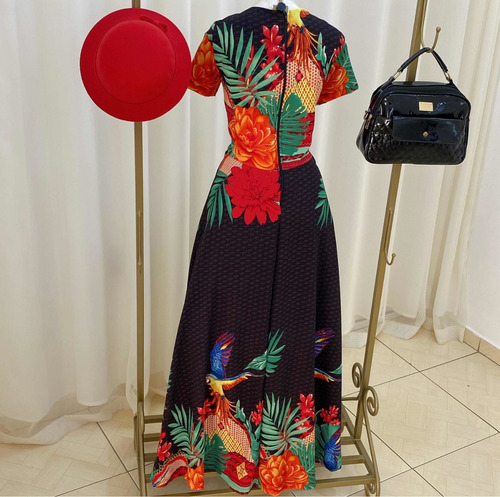 Imagem 8 de 8 de Vestido Rodado Longo Florido