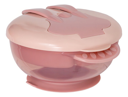 Kit de comida infantil Buba con compartimento y cubiertos rosas