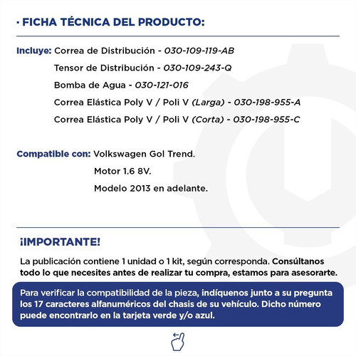 Imagen 2 de 9 de Kit Distribución Completo Gol Trend 1.6 8v Volkswagen - Orig