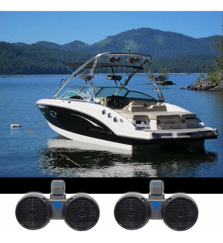 Sistema Altavoz Dual Negro Marine Wakeboard Tower