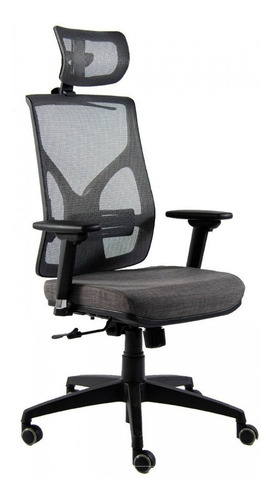 Silla de escritorio Decorarg Cool c/Cabezal C9LT39NM8LYG ergonómica negro y gris con tapizado de mesh y tela