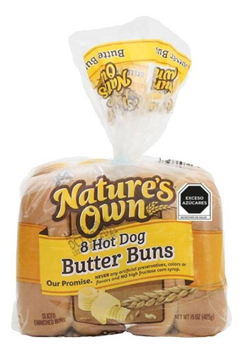 3 Pza Pan Para Hot Dog Natures Own Enriquecido Con Mantequil