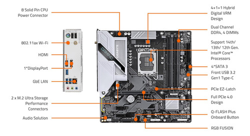 Gigabyte B760m Gaming Plus Wifi Ddr4 Lga 1700 Intel B760 M-a