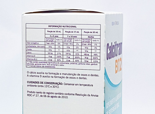 Calcitran B12 Solução Sabor Cereja Adulo E Infantil 150ml