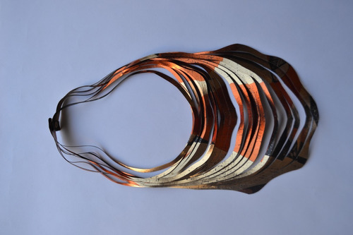 Collar Ondas Largo, Cobre Y Dorado