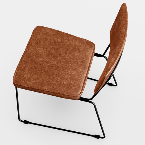 Cadeira Decorativa Estofada Para Sala De Jantar Base Em Aço Allana L02 Couríssimo Camel
