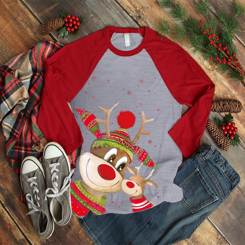 Imagen 2 de 6 de Moda Mujer Navidad Cuello Redondo Manga Larga Patchwork 9696