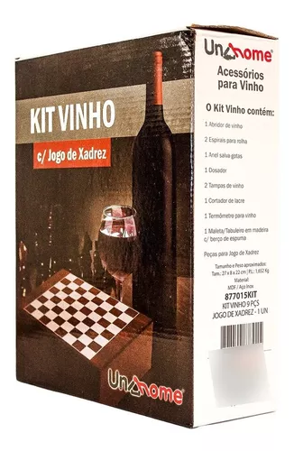 Tabuleiro De Xadrez E Acessórios Inox Para Vinho Jogo 2 Em 1 em