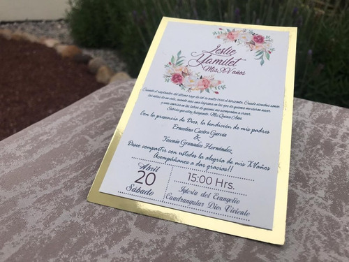 25 Invitacines Doradas Xv Años,boda,bautizo