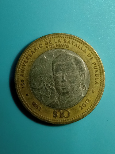 Moneda De $10 Pesos. Colección Batalla De Puebla 