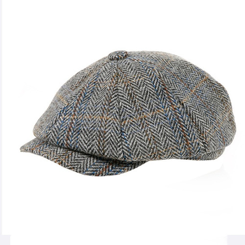 Nuevo 2024 Newsboy Sombrero 60% Lana Hombre Boinas Gris