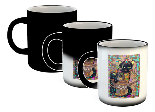 Taza Magica Pintura De Gato Diseños Colores